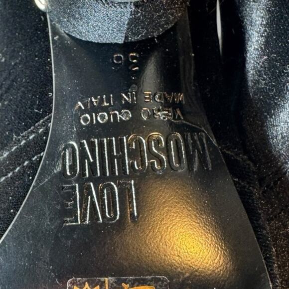 Love Moschino Black Suede Western Ankle Booties Silver Studs Heart Studs 36 6.5 - Picture 5 of 7